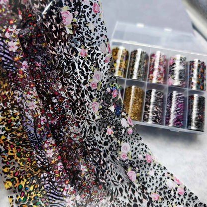 10Rolls Halloween  Flower Plaid Angel Marble  Bow Nail Foils Transfer Paper  Nail Art Stickers   Decal  Nails Decoration