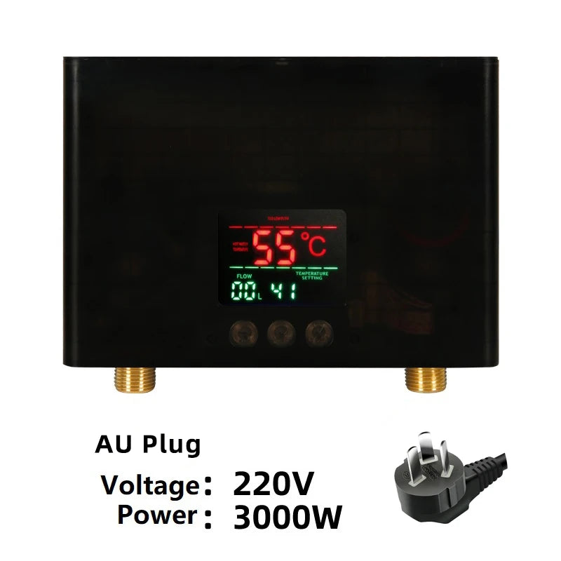 110V 220V Instant Water Heater Kitchen Bathroom Wall Mounted Electric Water Heater Hot Water Shower with LCD Temperature Display