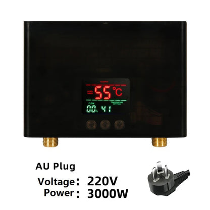 110V 220V Instant Water Heater Kitchen Bathroom Wall Mounted Electric Water Heater Hot Water Shower with LCD Temperature Display