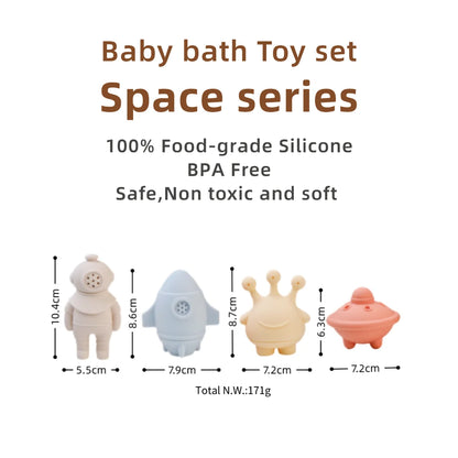 Baby Bath Toys Animal Silicone Cartoon Astronauts Play With Water Toys No BPA Swim Bathroom Baby Silicone Sprinkler Bathtub Toy