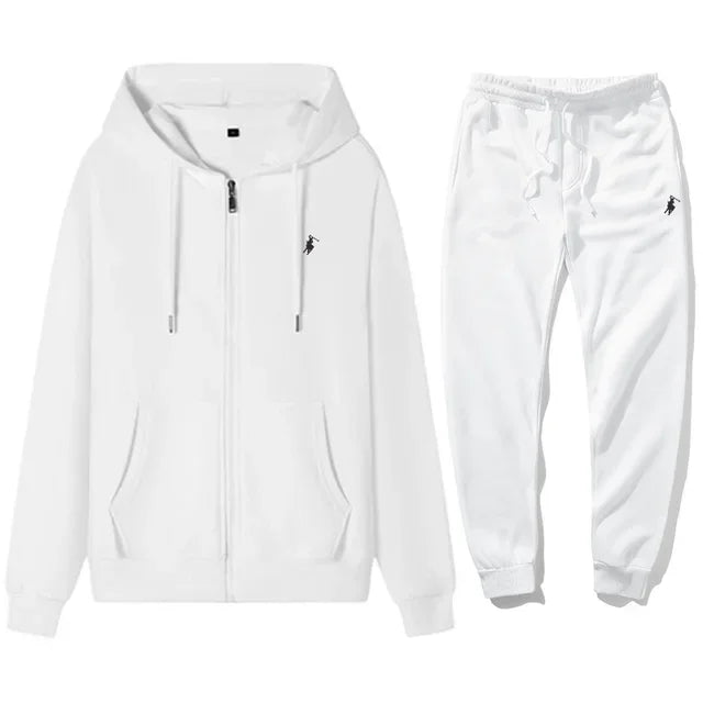 Autumn and Winter 2025 new Men's sportswear set, a fashionable outdoor zipper warm men's casual sweatshirt + pants 2-piece set