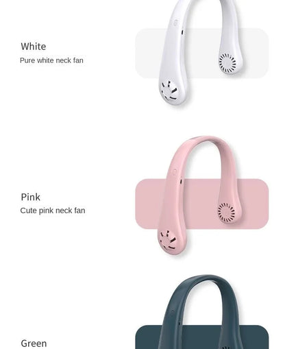 Portable Bladeless Neck Fan 3 Speed Adjustable Rechargeable Air Cooler Mini Hanging Neck Fan Long Battery Life for Summer Outdoo