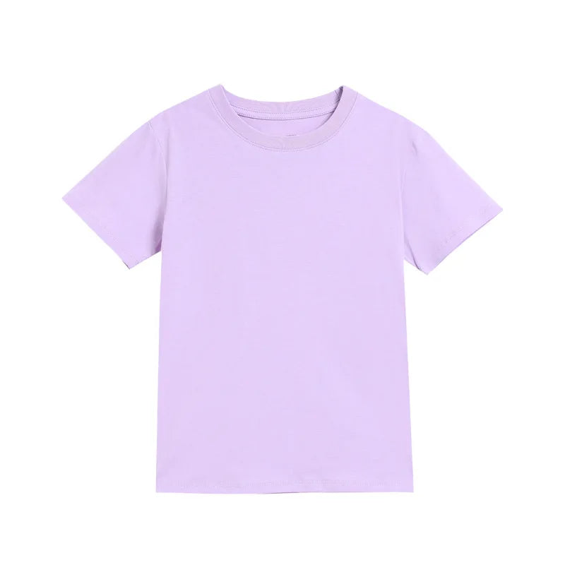 2-16 Years Summer Kids Boys Girls T-shirts Solid Cotton Breathable Teenager Short Tops Children's Tees Casual Shirt Baby Clothes