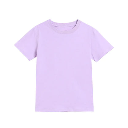 2-16 Years Summer Kids Boys Girls T-shirts Solid Cotton Breathable Teenager Short Tops Children's Tees Casual Shirt Baby Clothes