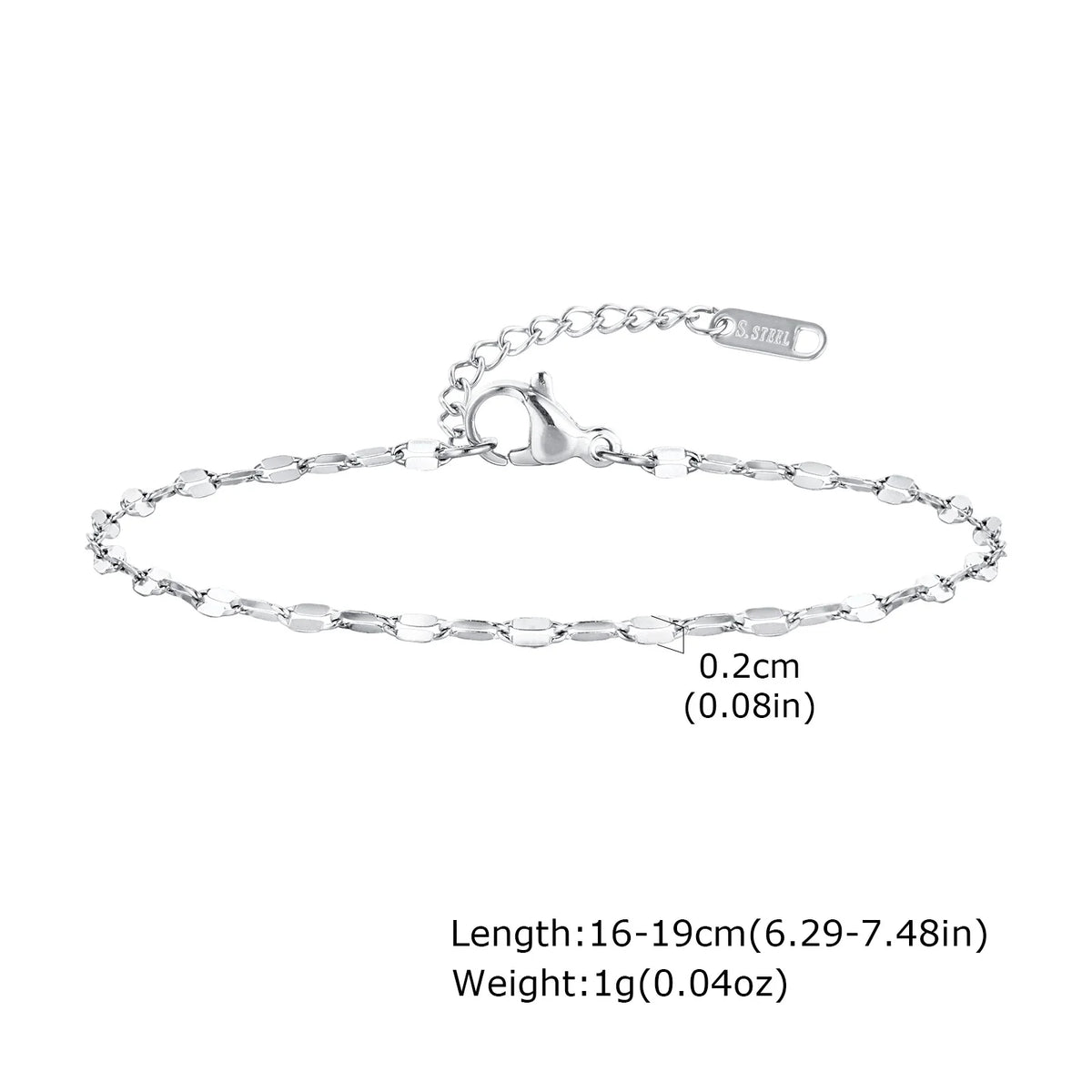 Women Chain Bracelet Silver Color, Stainless Steel Link Stackable Bracelets, Layered Waterproof Gifts
