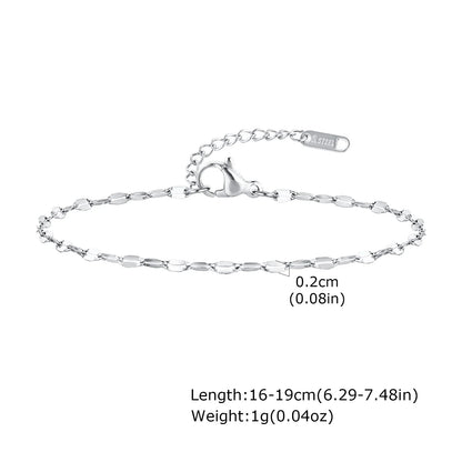 Women Chain Bracelet Silver Color, Stainless Steel Link Stackable Bracelets, Layered Waterproof Gifts