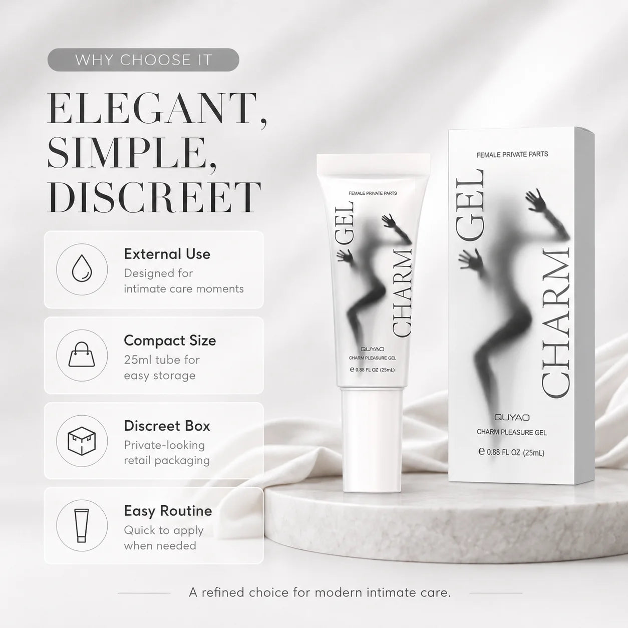 Women's Intimate Pleasure Gel 25ml, External Sensation Enhancing Gel for Couples, Foreplay, Sensual Care & Discreet Travel