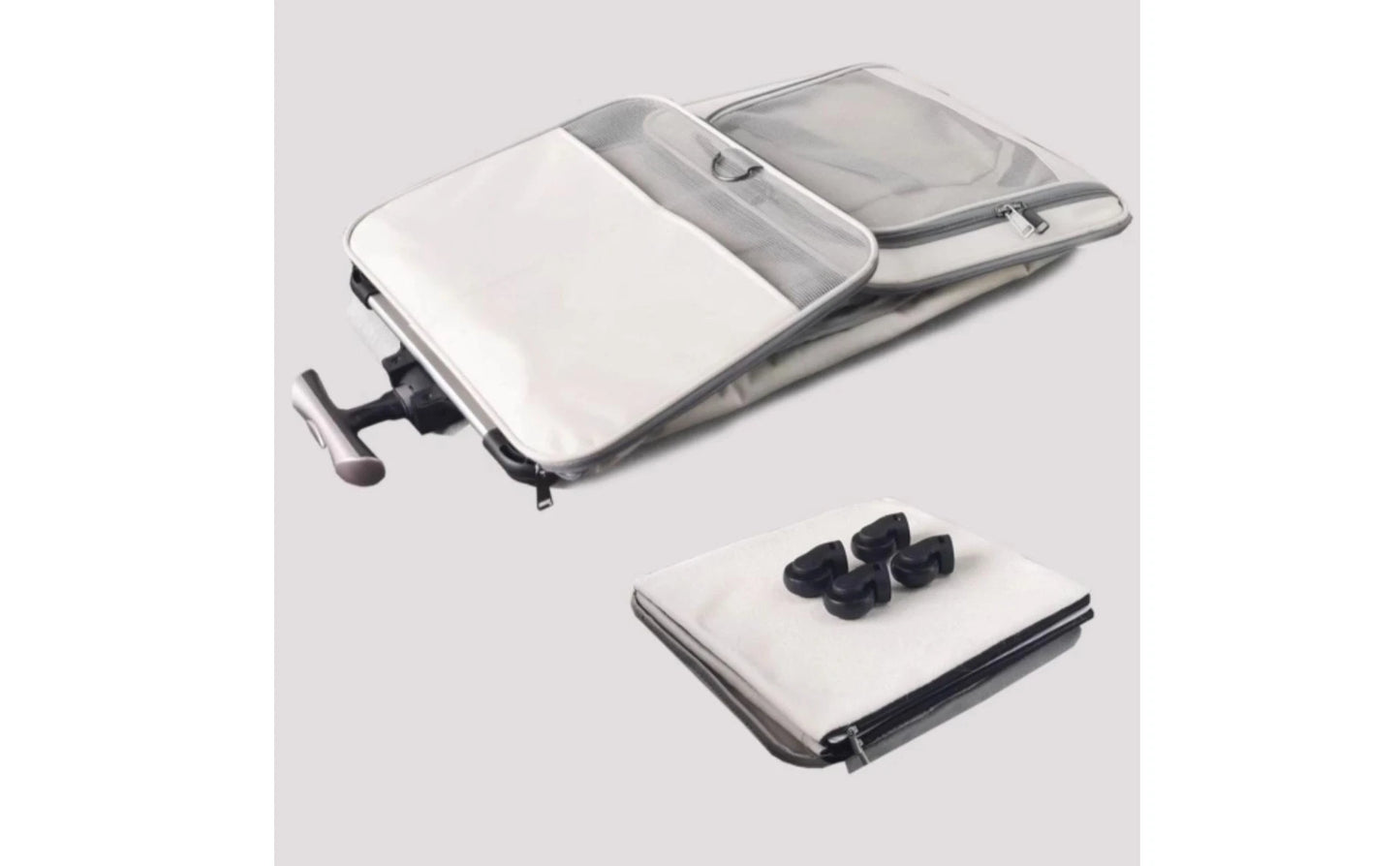 Pet Stroller Suitcase Telescopic Handle Pet Carriage Mesh Panels Animal Transport Cart Top Opening Ventilated for Outdoor Travel