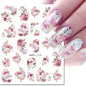 3d Nails Art Decals Spring Fruits Pink Full Tips Peony Magnolia Flowers Adhesive Sliders Stickers Decoration For Nails Manicure