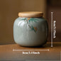 1pc Ceramics Hand Drawn Plum Blossom Urn for Ashes Pet Corpse Cremation Coffin Chinese Style Mini Urn with Lid for Ashes
