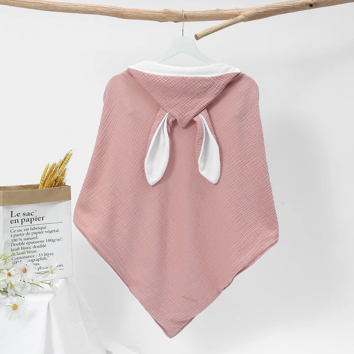 Baby Cotton Hooded Bath Towels Rabbit Ears Cloth Towel Cloak Beach Bathrobe Soft Wrap Blanket for Infants Newborn Boys Girls