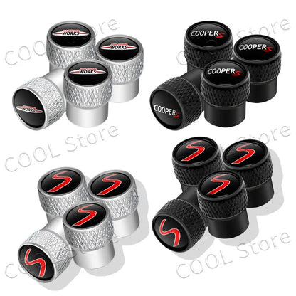 4Pcs Car Styling John Cooper Works Emblem Auto Wheel Tire Air Valve Caps Dust Cover For Mini Cooper S Logo R52 R53 R58 F55 F56