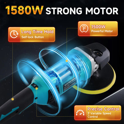 Podofo Car Buffer Polisher 1580W 6inch Car Polisher 7 Variable Adjustable Speeds Car Polishing Machine for Car Detailing Waxing