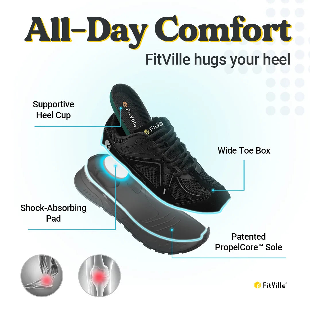FitVille Men's Extra Wide Orthopedic Walking Shoes, Arch Support Lightweight Non Slip Running Sneakers, Pain Relief Footwear for Flat Feet, Plantar Fasciitis & Severe Heel Pain
