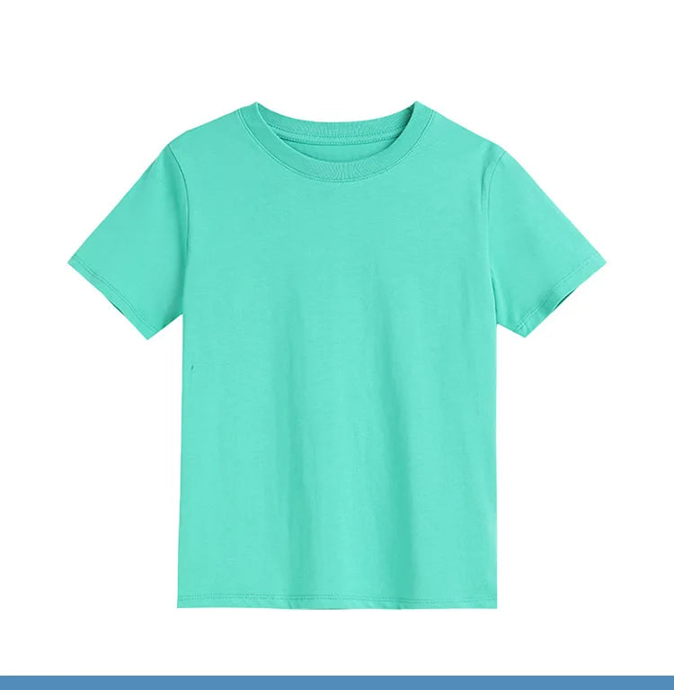 2-16 Years Summer Kids Boys Girls T-shirts Solid Cotton Breathable Teenager Short Tops Children's Tees Casual Shirt Baby Clothes