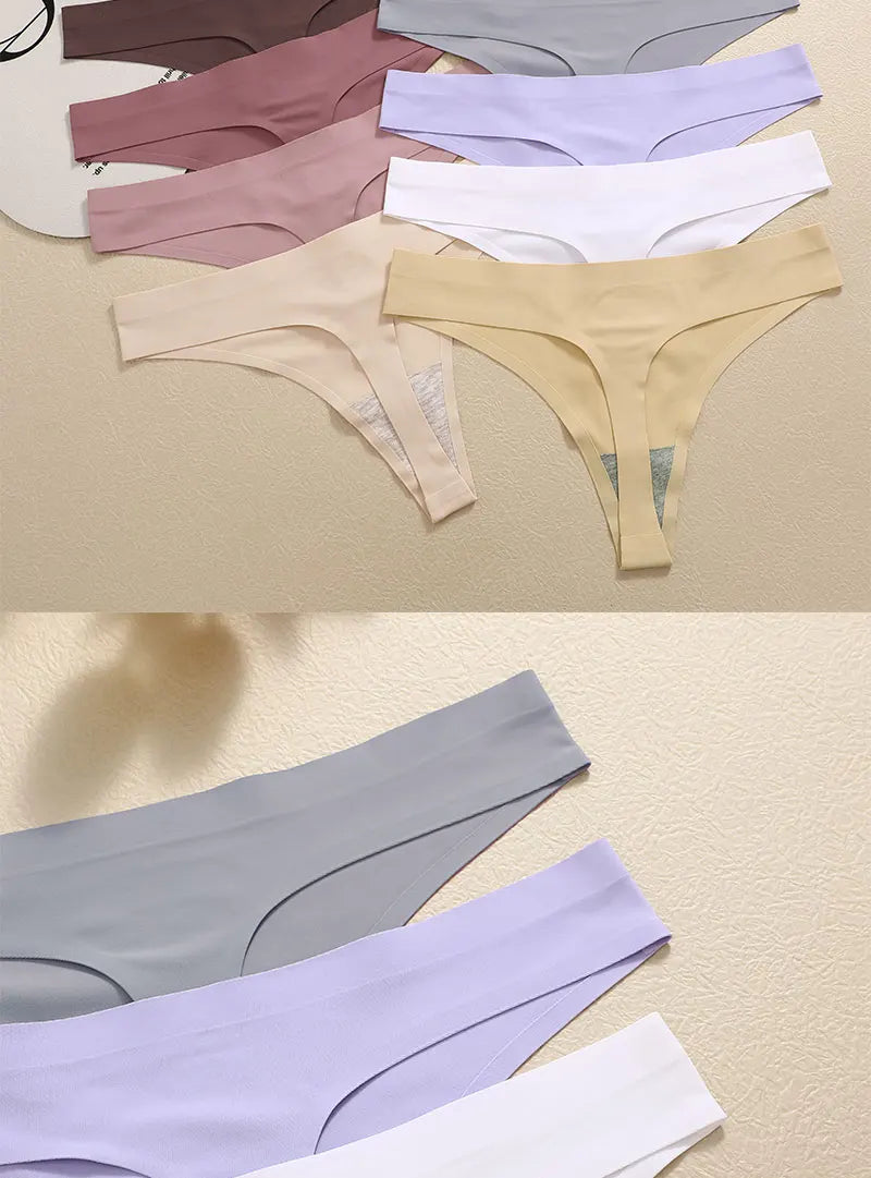 3PCS/SET Sexy G-String Underwear Breathable Female T-back Intimate Lingerie Seamless Low Waist Underpants Lady Bikini Panty S-XL