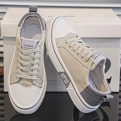 Canvas shoes four seasons men's casual shoes students flat shoes fashion soft-sole outdoor walking shoes youth Joker board shoes