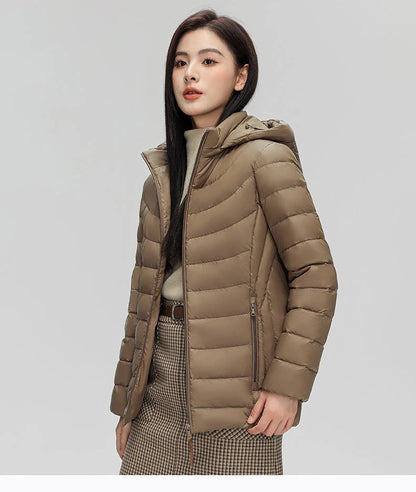 Women's plus Size M-6XL Hooded Puffer Jacket 90% Down Quilted Warm Coat Parka with Detachable Hat Winter Outerwear