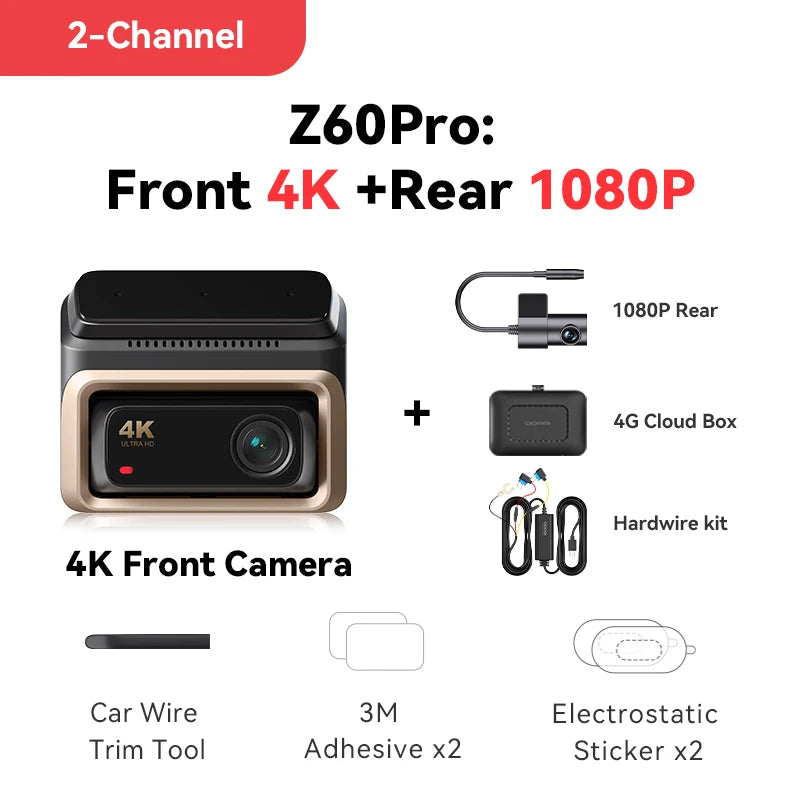DDPAI Z60 Pro 4K Dash Cam Auto Dashcam Front GPS Car Camera for Dual SONY Sensor WiFi ADAS Night Vision DVR Video Recorder