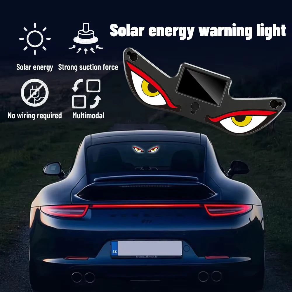 Solar Demon's Eye Car Lights Dynamic Expression Led Light Ambience Lamp Decoration Rechargeable Warning Lamps with Suction Cups