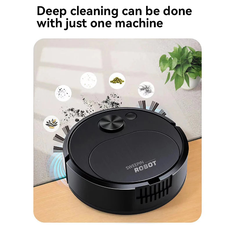 Automatic Electric Floor Vacuum Cleaner 3-in-1 1500Pa USB Rechargeable Wireless Sweeping Mop for Home Office Use