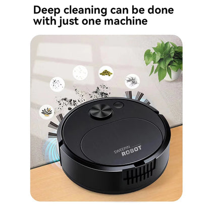 Automatic Electric Floor Vacuum Cleaner 3-in-1 1500Pa USB Rechargeable Wireless Sweeping Mop for Home Office Use