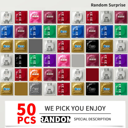 Condoms Random Surprise Mix - 10/20/30/40/50pcs Fashionable Latex Condoms for Men, Safe Protection, Mystery Night Adult Sex Toys