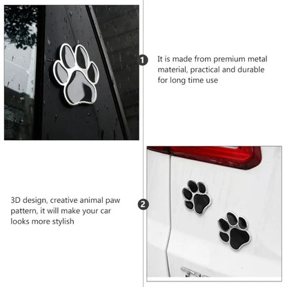 Car Stickers Footprint Metal Dog Paw Truck Decals for Zinc Alloy Auto Decoration
