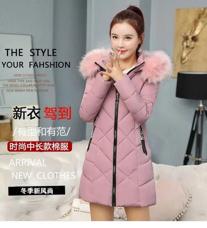 Winter New Fashion Long Cotton-padded Coat Womens Casual Hooded Parkas Womens Winter Jacket Coat Down Jacket Female
