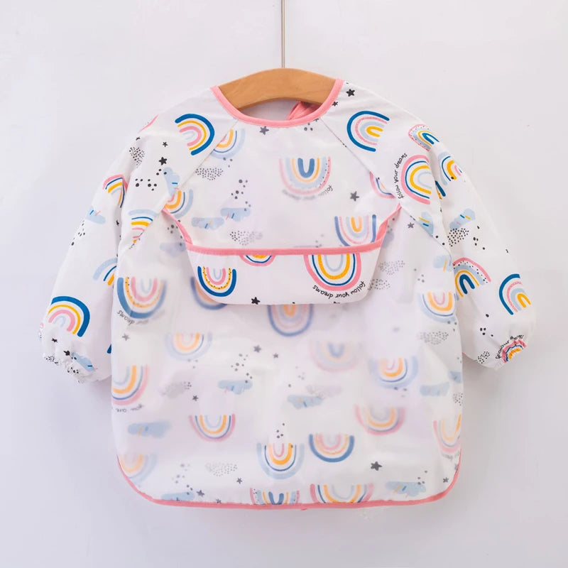 Baby Girls Apron Bibs Toddler Long Sleeve Scarf Waterproof Art Smock Feeding Bib Infant Boys Girls Kids Burp Cloth Bandana