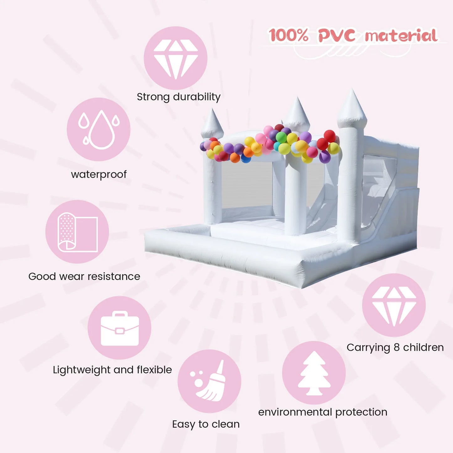 4.5m Commercial PVC White Bounce House Inflatable Wedding Castle for Adult Kids Children's playground, children's toys