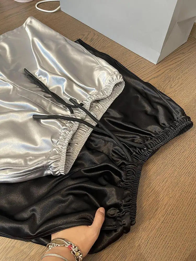Glossy Pockets Men's Shorts Outdoor Fitness Male Plus Size Casual Sports Basketball Bottoms