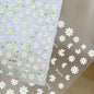 2pcs 5D White Daisy Design Nail Art Stickers Embossed Daisy Floret Green Leaf Nail Art Decals DIY Spring Summer Decor Stickers