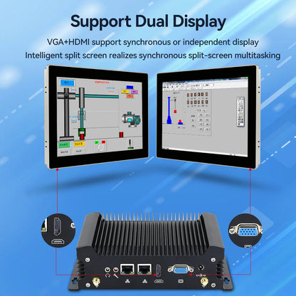 XCY Fanless IoT Industrial Mini PC Intel Core I5-1335U 2x COM RS232 2x LAN 8x USB WiFi SIM 4G LTE Windows 10/11 Linux PXE WOL