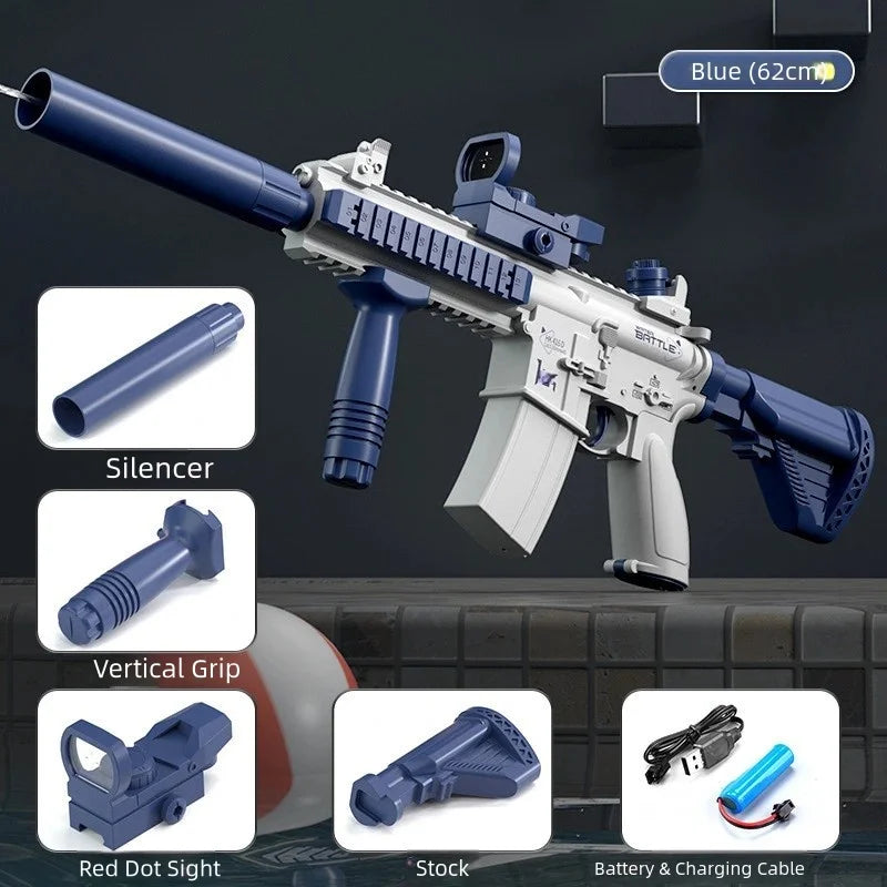 Hot-Selling M416 Electric Water Gun, Rechargeable High-Speed Continuous Water Spray Toy, Long-Range Water Play Toy, Suitable for Summer Swimming Pools, Parties, Beach Activities, Birthdays, Travel Souvenirs, Graduations, Part