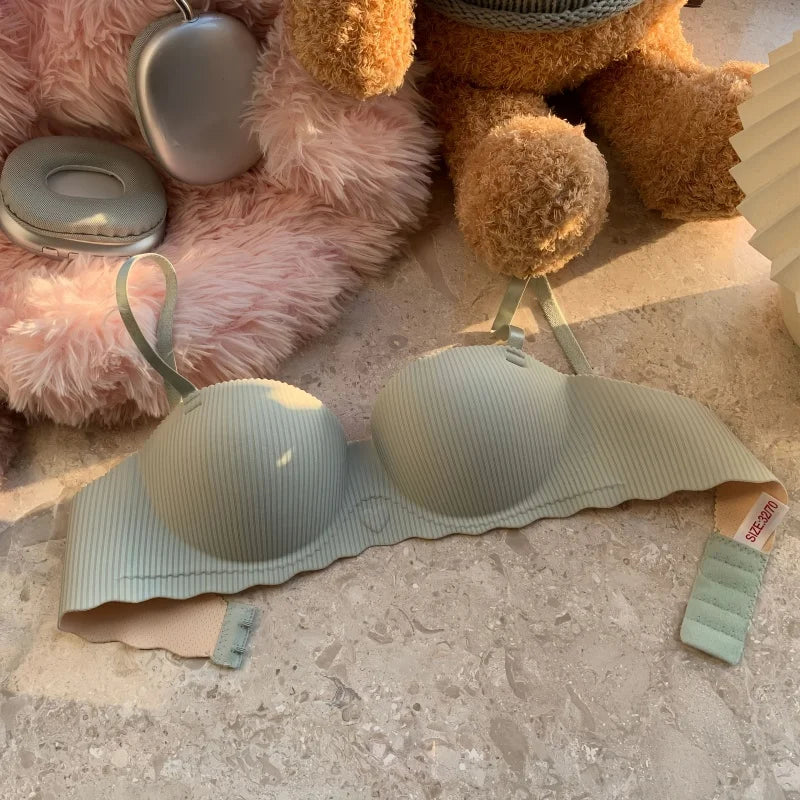 Sexy Push-Up Seamless Bra Women's Non-wire Ribbed Bralette Soft Fixed Half-Cup Underwear Invisible Bra Small Chest Lingerie S-XL
