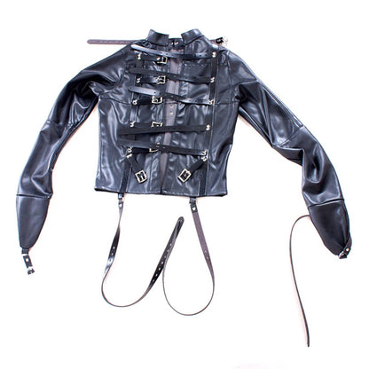 BDSM Leather Armbinder Restraint Straitjacket Sex Toy,Straight Jacket Bondage Adjustable Belt,Slave Cosplay Women's Sexy Costume