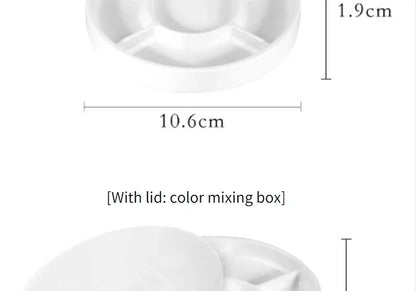 Imitation Porcelain Round Palette with Lid Acrylic Watercolor Painting Multifunctional White Paint Tray Artist Supplies