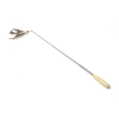 Retractable Cat Wand Pole Interactive with Hanging Loop DIY Cat Exercise Stick Stainless Steel Adjustable Length