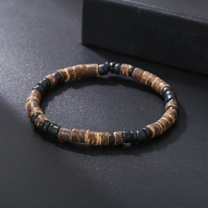 Coconut Wood Beaded Bracelet Eiastic Turquoise Stone Bead Bracelets for Men and Women Handmade Stacking Wooden Stretch Bracelets