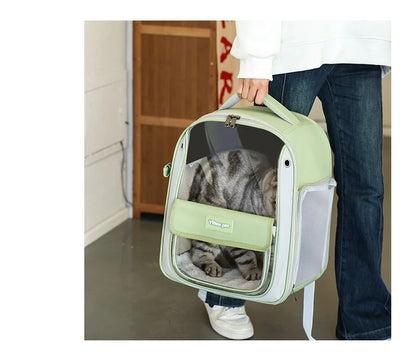 Breathable Portable Cat Carrier Transparent Large-Capacity Waterproof and Wear-Resistant Travel Backpack for Pets Foldable