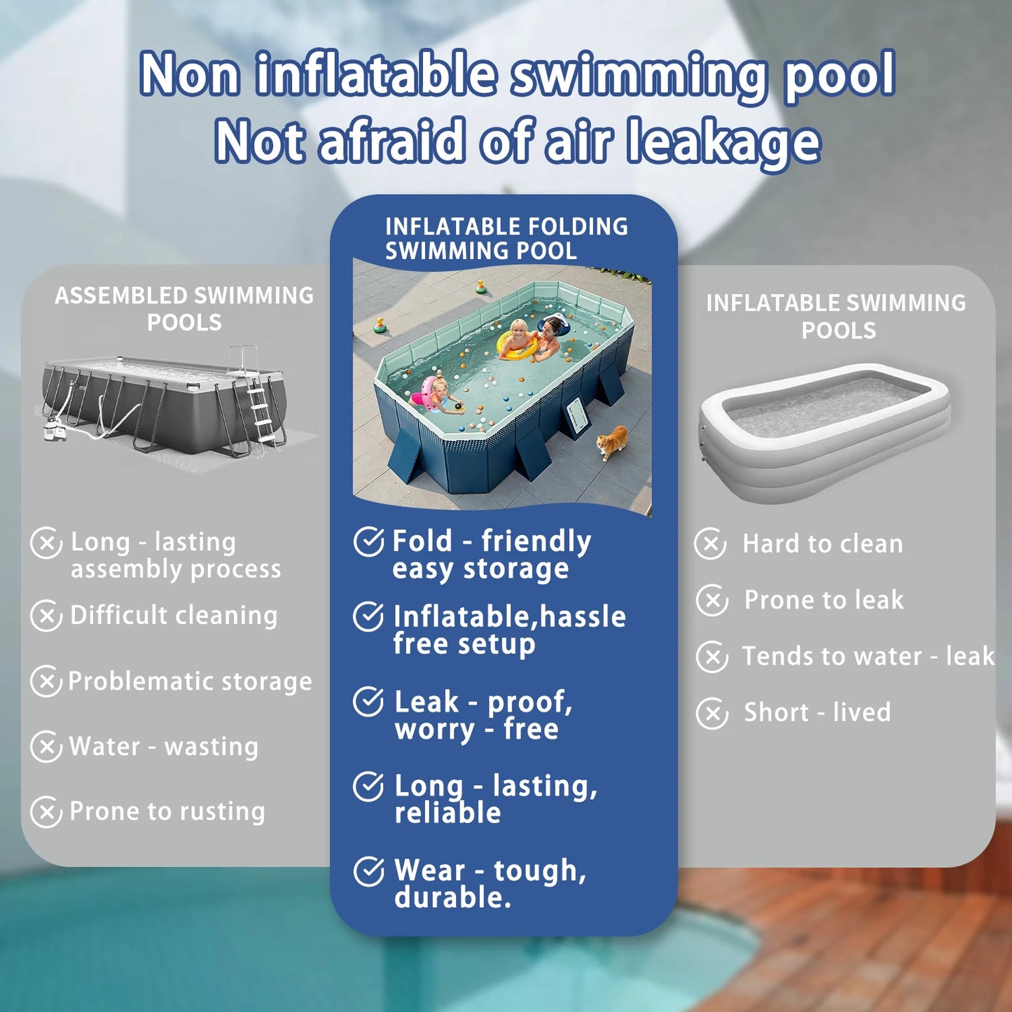 Printed Foldable Swimming Pool For Kids & Family Garden Use PVC Eco-friendly Leak-proof Pools For Kids Adults Outdoor Indoor Bathtub