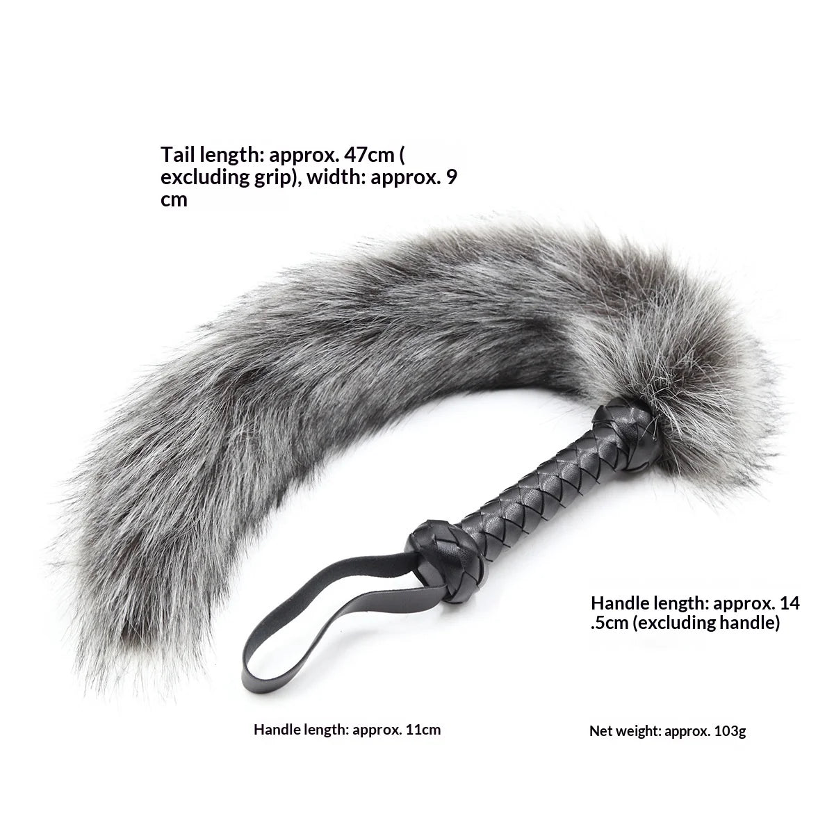 BDSM Faux Fox Tail Whip with Handle, Cosplay Tail Flogger, Bondage Paddle, Pet Play Roleplay, Fetish Costume Accessory, SM Adult