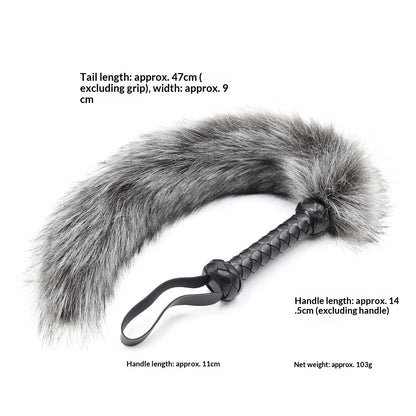 BDSM Faux Fox Tail Whip with Handle, Cosplay Tail Flogger, Bondage Paddle, Pet Play Roleplay, Fetish Costume Accessory, SM Adult