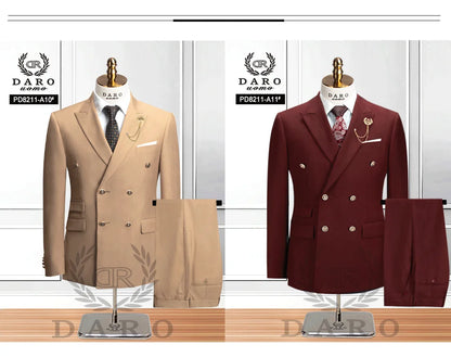 DAROuomo 2026 Men's Slim Fit Formal Business Suit 2Pcs Set - DR8211 (Jacket + Pants) for Work Wear