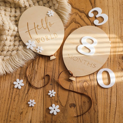 Wooden Baby Month Photography Prop Cloud Shape Record Card Newborn Birthday Gift Milestone Card Souvenir Baby Photo Accessories