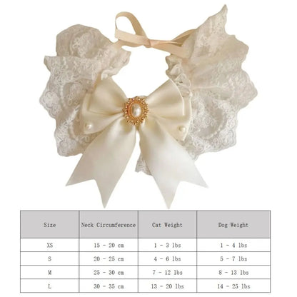 Fashion Adjustable Cat Lace Bow Bib Sweet Decorative Dog Collar Adorable Dress Up Cat Scarf Pet Supplies