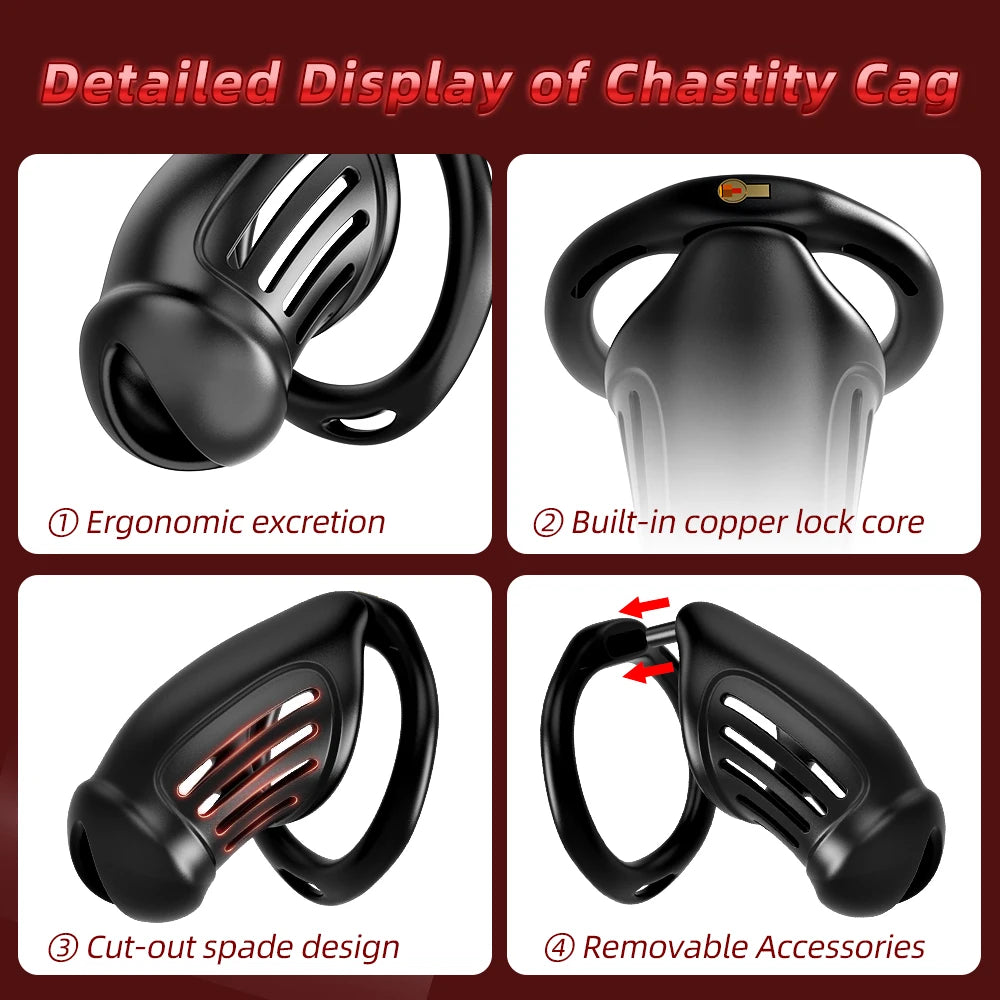 Sex Toys Male Chastity Cage with 4 Sizes Rings And Invisible Lock for Penis Bondage Cock Cage Chastity with Elastic Belt SM Toy