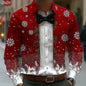 2025 Men's Christmas Snowflake Formal Shirt, 3D Printed Tie Design,Elegant Tuxedo Style,Holiday Party Wedding Attire,Spring Wear
