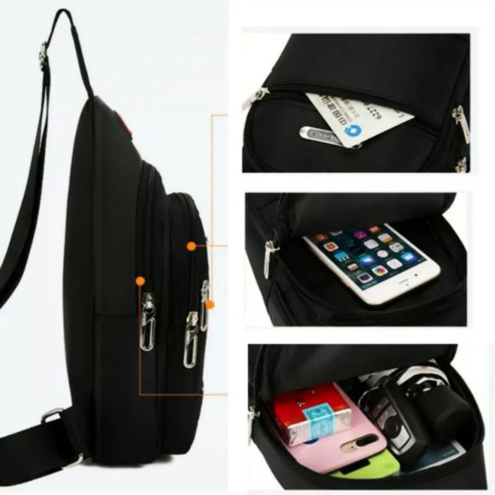 Black Grey Brown Men Messenger Bags New Rectangle Oxford Cloth Men Crossbody Bag USB Charge Shoulder Bag Male 3 Zipper Bag
